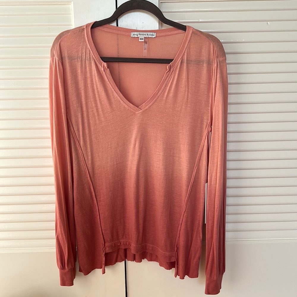 NWT! Young Fabulous & Broke Long Sleeve B-Neck Ombré Dip Dye Top Size XS